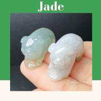 Natural Jade Burma หยกเขียวพม่า Type A แกะสลักรูปหมู (ขายเป็นคู่)