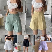 Nanta Double shortpant กางเกงขาสั้นเอวสูง ตะขอหน้า พับปลายขา