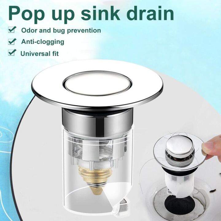 Rebrol【ready Stock】bathroom Sink Drain Stopper Pop Up Basin Drain 