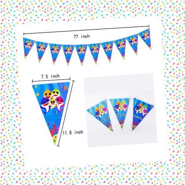 1pack Banderitas Baby shark Theme Party | Pennant | Baby Shark ...