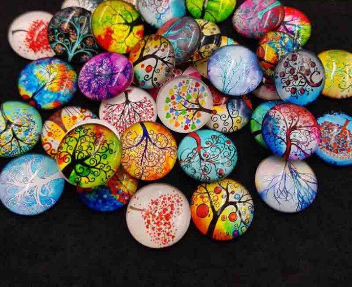 Life Tree Round Glass Magnets