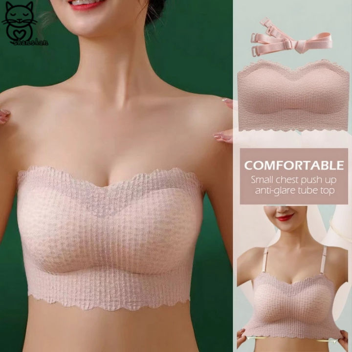 SHAN Comfortable Wireless Strapless Bras For Women Bralette Seamless Lace Push  Up Bra Lingerie Sexy Backless Invisible Bras