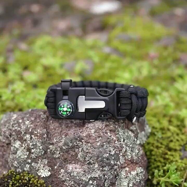 5 in 1 Outdoor Survival Bracelet with Compass/Whistle/Flint/Fire