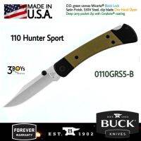 BUCK แท้ รุ่น 110 Hunter Sport  ใบมีด S30V ด้ามจับอลูมีเนียมชุมอะโนไดซ์แก้ม Micarta สีเขียว ผลิต U.S.A.