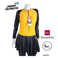 (Size S-XL) ชุดว่ายน้ำผู้หญิง แขนยาว ขายาว สีเหลืองดำ ของ BSC Streamline