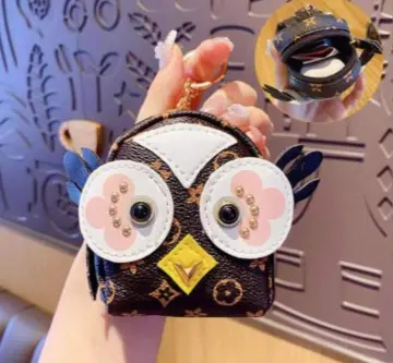 Ready Stock」Presbyopic Owl Coin Purse Creative Cartoon Mini Lovely Bag  Keychain Cars and Bags Pendantqa