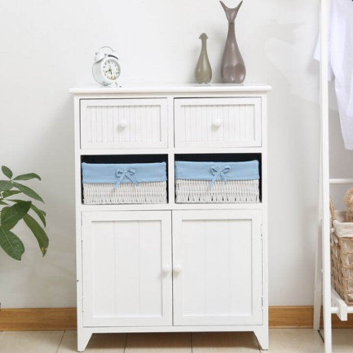 Korean style Pastoral Solid Wood Bedside Table Drawer Storage Bedroom Locker