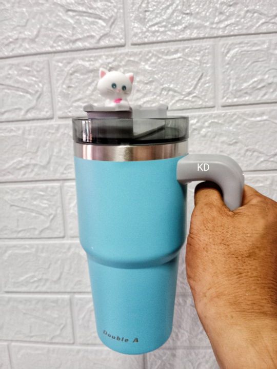 แก้วเก็บอุณหภูมิ-แก้วรักษาอุณหภูมิ-แก้วเก็บความเย็น-แก้วสแตนเลส-แก้ว-dobble-a-tumbler-gift-set-แก้ว-1-ใบ-ถุงผ้าใส่แก้ว-น้องแมว