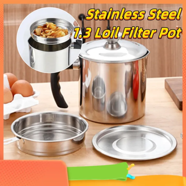 Kitchen Stainless Steel Oil Filter Pot Oil Filter Cup Oil Trap Cup Oil Storage Tank Lazada