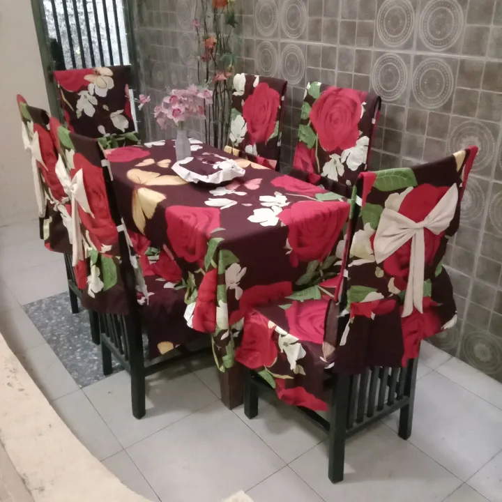 DINING SET 6 KURSI LENGKAP ROSE FLOWERS Lazada Indonesia