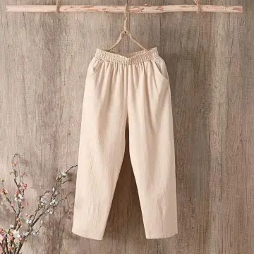 Cotton and Linen Mom Pants Women's Spring and Summer Elastic Leisure Pants  for Middle-Aged and Elderly 2023 New plus Size Thin Cropped Harem Pants