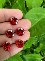 CZ  คิวบิกเซอร์โคเนีย เพชรรัสเซีย Cubic Zirconia รูป ทรงกลม สีส้ม  5.00 กะรัต  ORANGE  CZ American diamond stone  ROUND SHAPE 7.00 MM   ( 2 PCS เม็ด )