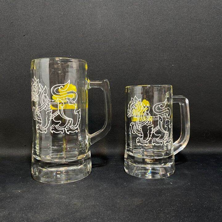 แก้ว แก้วมัคสิงห์ 2 หน้า mug glass singha 2 ด้าน ขนาด 50 ml / 350 ml Lazada.co.th