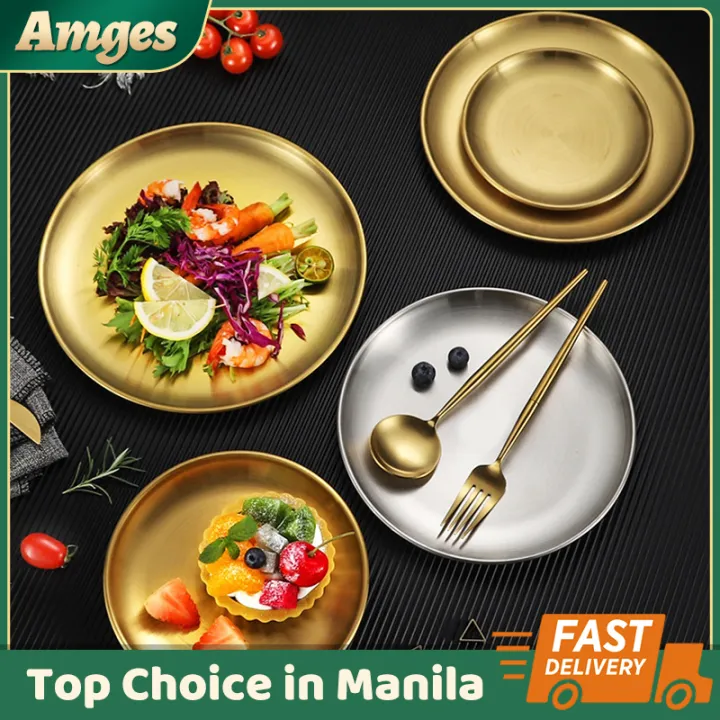 dinner-plates-gold-dining-plate-serving-dishes-round-plate-european