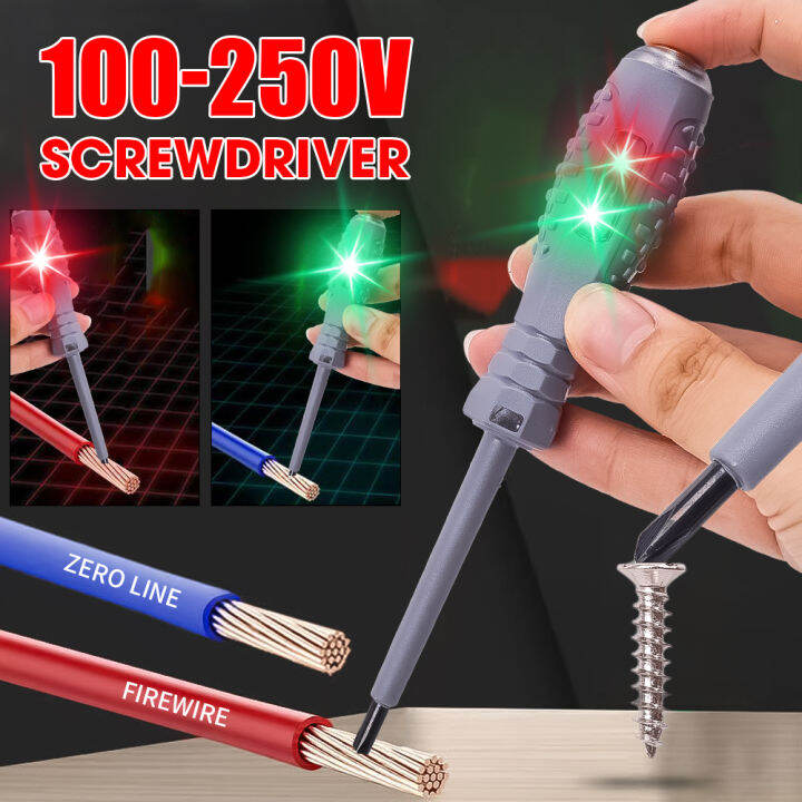 Pena Tester tegangan AC DC detektor listrik induksi pensil uji obeng ...