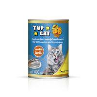 อาหารแมวกระป๋อง Top Cat รสปลาทะเลผสมกุ้งในแอสปิคเยลลี่ 400 กรัม จำนวน 24 กระป๋อง