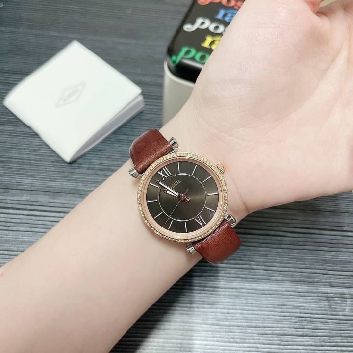 นาฬิกา-fossil-carlie-three-hand-brown-leather-watch-es4861-สายหนังน้ำตาล-ขนาด35มม