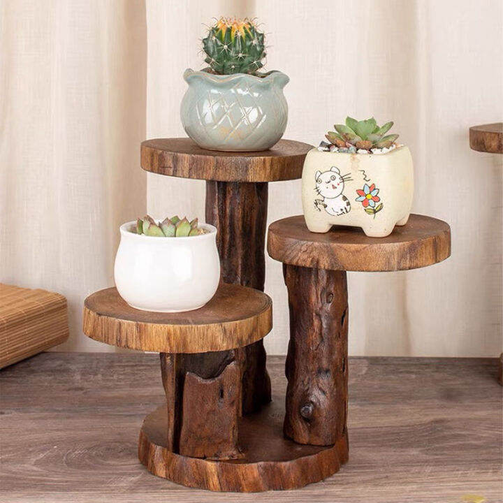 Natural Teak Wooden 3 Tier Plant Stand Wooden Corner Plant Stand Plant