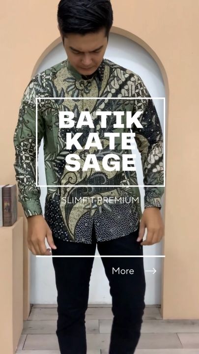 Baju Kemeja Batik Slimfit Pria Dewasa Warna Sage Green Terbaru Lengan ...