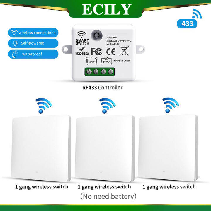 ECILY Smart Home Wireless 433mhz Light Switch House Improvement Self