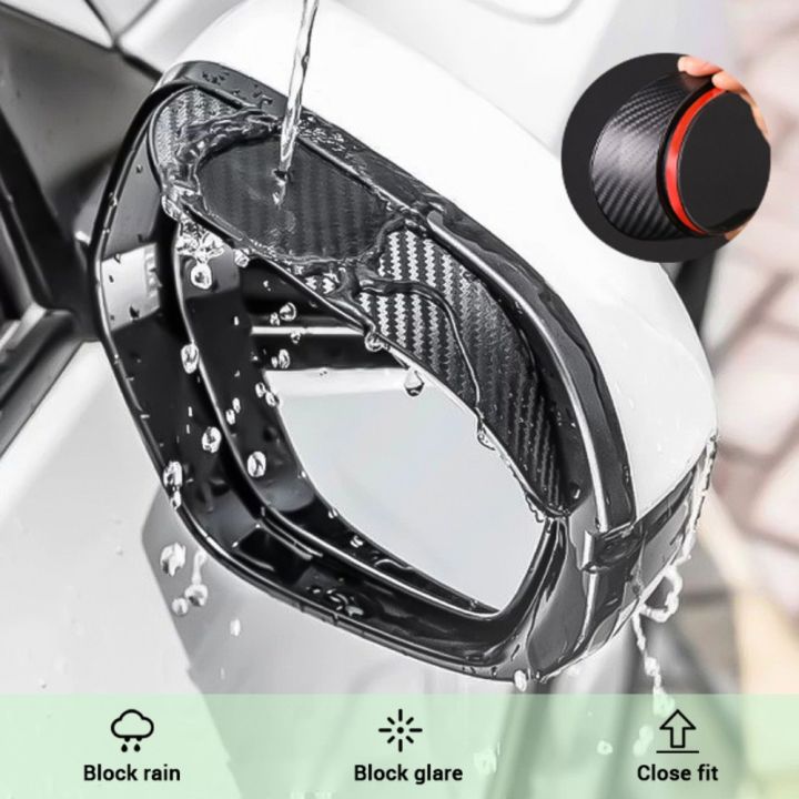 2 PCS Car Rear View Mirror Rain Visor Guard, Waterproof Carbon Fiber Car  Side Mirror Rain Eyebrow, Universal for Most Car, Truck, SUV (Black)