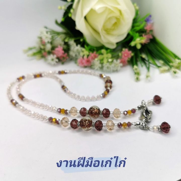 สายคล้องแมส-luxury-สีม่วง-สวยหรู-งานแฮนเมด-สวยไม่ซ้ำใคร-ออกแบบและร้อยโดยเจ้าของเพจงานฝีมือเก๋ไก๋