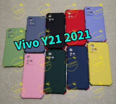 V23 5G / Y15s Y21 Y33T ✨พร้​อมส่งในไทย✨เคสTPU​นิ่ม​สี​พื้น​ปุ่ม​สี For Vivo Y21 2021/ V21 5G / V21 Y33s V23e Y21T Y21s