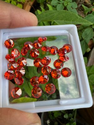 เพชรรัสเซีย สีส้ม ทรงกลม 5.00 มม (10 เม็ด) BRILLIANT ORANGE ROSE DIAMOND พลอย CUBIC ZIRCONIA CZ ROUND SHAPE