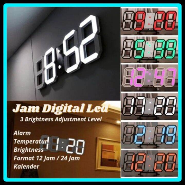 JAM DINDING DIGITAL LED/JAM MEJA ALARM SUHU/JAM 3D LED BESAR MODERN