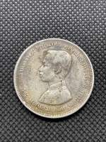 1 baht silver coin, King Rama 5 era (emblem), type 1 baht, weight 15.5 grams, still worth collecting for beginners
