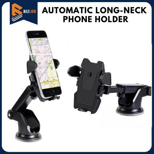 BIZLAB Automatic Lock LongNeck Car Phone Holder Sticky Phone Mount for