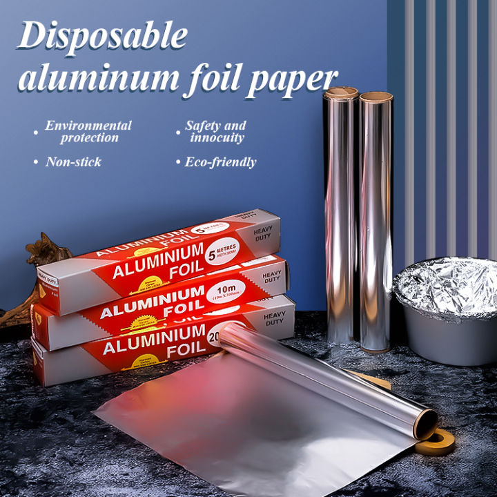 Aluminum Foil Roll Disposable Heat-Resistant Tin Foil Aluminium Foil  Professional Barbecue Plate Oven Thickened Cooking Paper Tinfoil Refill  Rolls Non Stick Tin Foil For Baking BBQ Oil Absorption 5M/10M/20M