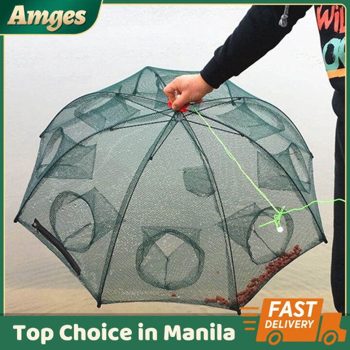 Buy Cast Mesh Automatic Light Upgraded 6 Hole Side, Portable Folded Fishing Net for Shrimp, Minnow, Crayfish, Crab Catching Fishinh net Umbrella Fishing Net Online at Low Prices in India