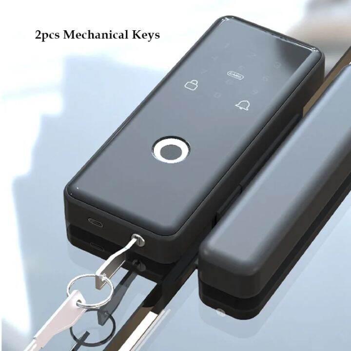 Curved Hook Smart Lock For Sliding Glass Door Fingerprint Electronic