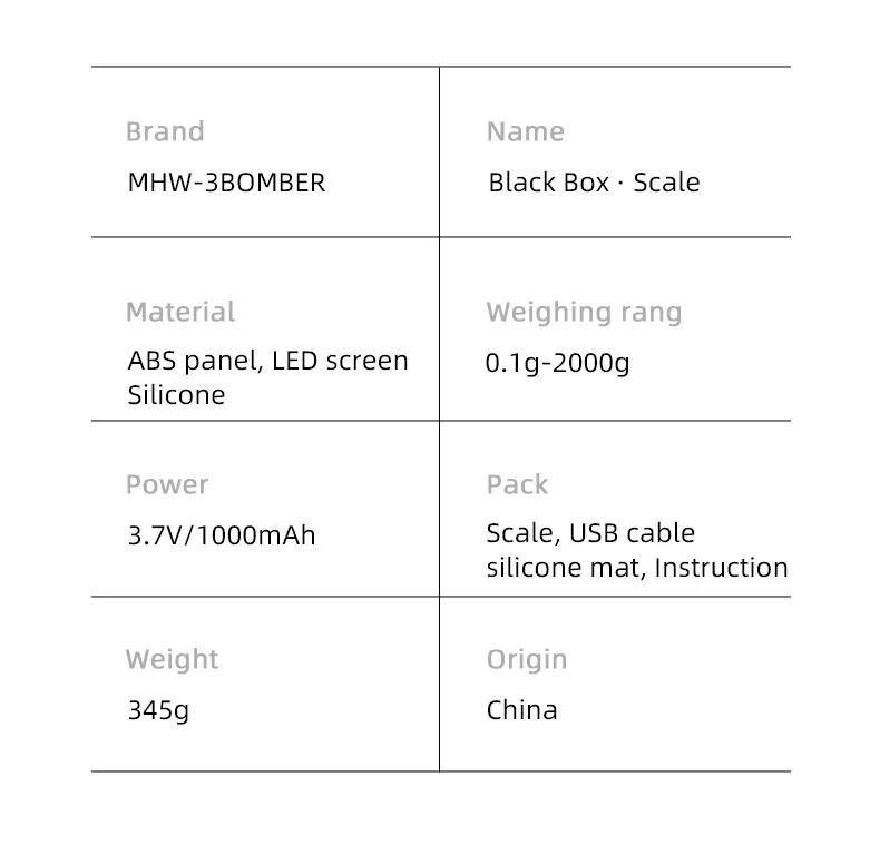 MHW-3BOMBER Coffee Scale With Timer Four Modes For Choice 1 Smart 2 Manual  3 Espresso 4 Drip Coffee Accurate To 0.1g Maximum 2kg