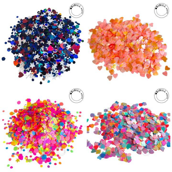 nail-flakes-กลิตเตอร์จากเกาหลี-แบบบางเก็บงานง่าย-กลิตเตอร์-กากเพชรเรืองแสง-กากเพชรแต่งหน้า-กากเพชรดาว-กากเพชรหัวใจ