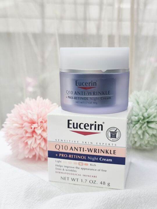 Eucerin Q10 AntiWrinkle +ProRetinol Night Cream 48g ของแท้ 100