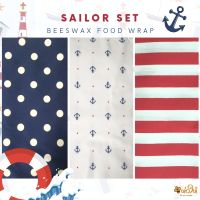 ห่อให้ ผ้าไขผึ้งห่ออาหาร beeswax wrap 4ชิ้นในแพ็ค Sailor set