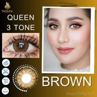 คอนแทคเลนส์ QUEEN​ 3​ TONE​ BROWN ✨ ยี่ห้อ BEAUTYLENS ; Color Gary / Brown