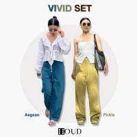 Vivid Set Basic Pants (สีน้ำทะเลและสีผักดอง) รุ่นเบสิคสไตล์มินิมอล กางเกงขายาวผ้าคอตตอนลินิน กางเกงขายาวผ้า cotton linen