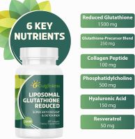 Liposomal Glutathione 2000 MG, Superior Absorption, Glutathione Supplement with Hyaluronic Acid + Collagen Peptide + Resveratrol, Powerful Antioxidant, Health Aging, 60 Count
Brand: Guigmiens