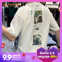 เสื้อทีเชิ้ตแขนสั้นพิมพ์ลายการ์ตูนแบรนด์ฮิตระดับไฮเอนด์สไตล์ยุโรปเสื้อผ้าผู้ชายแขนสั้นแมตช์ทุกลุคคอกลมเข้ารูปอินเทรนด์ฤดูร้อนสำหรับผู้ชาย