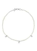 Vetiver pearl keshi white topaz necklace