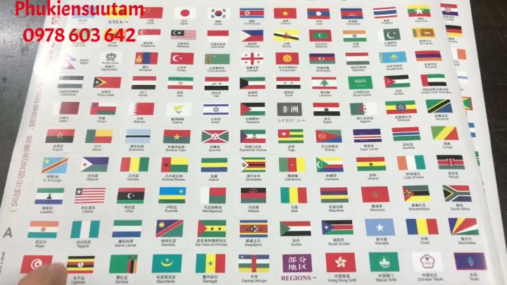 Cờ Các Nước, Gồm 213 lá cờ nhỏ của các quốc gia, quần đảo...Có keo ...