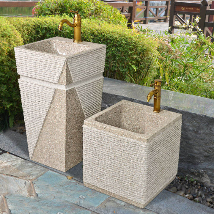 Outdoor Stone Wash Basin Floor Courtyard Pool Inter-Platform Basin ...