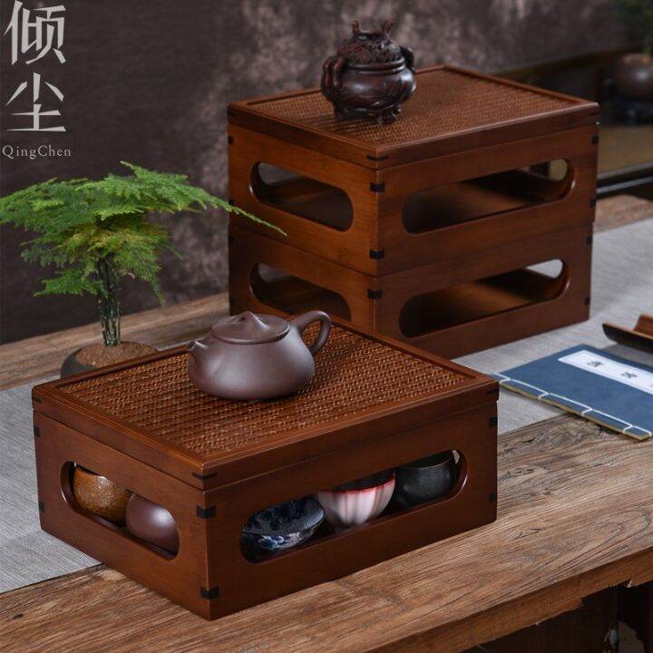 Bamboo Curio Box Qianlong Treasure Chest Tea Set Storage Box Tea