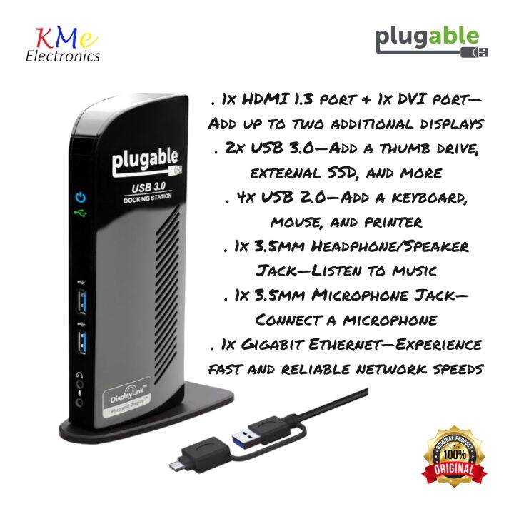 New in Box Plugable UD3900 Dual Display Universal Docking Station