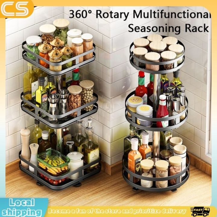 1/2/3 Tier Lazy Susan Spin Rotate Spice Rack Kitchen Cabinet