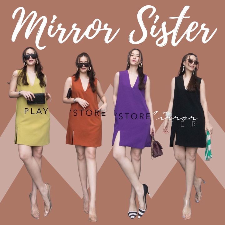 mirrorsister-00807-1-เดรสแขนกุด-เดรสสั้น-มินิเดรส-ชุดเรียบหรู-ชุดไปเที่ยว-ชุดไปงาน-ชุดออกงาน-ชุดทำงาน