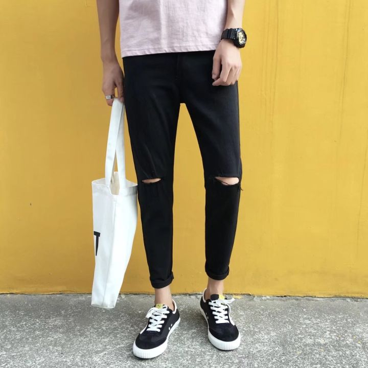 Men's Slim Straight Jeans Fashion Korean Style Trend Personality Beggar  Long Pants - China Jeans and Men Jeans price | Made-in-China.com